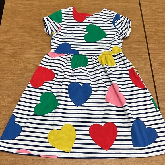 Mini Boden Jersey stripes hearts ❤️ dress size 11/12 - Picture 4 of 11
